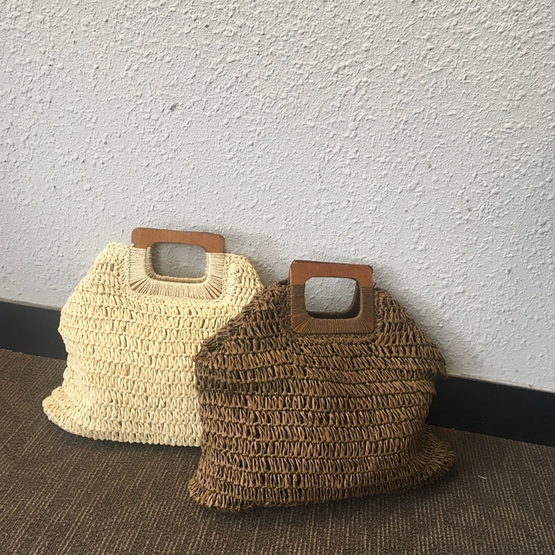Boho Bag, Woven Straw Handbag, Love Sac