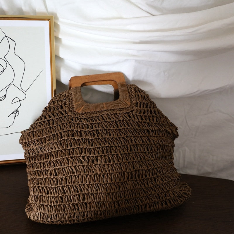 Boho Bag, Woven Straw Handbag, Love Sac