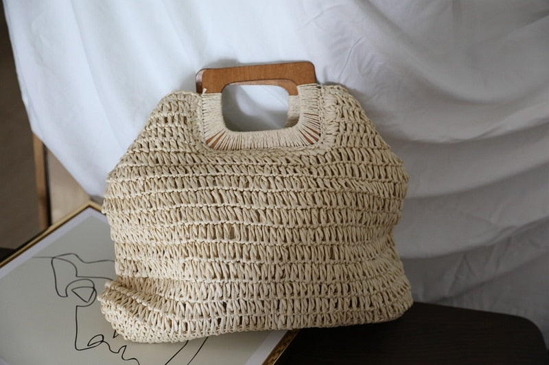 Boho Bag, Woven Straw Handbag, Love Sac