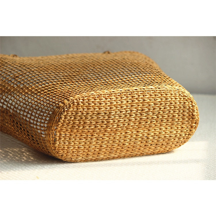 Boho Bag, Woven Straw Bucket Bag, Rattan Bag, Lily Brown