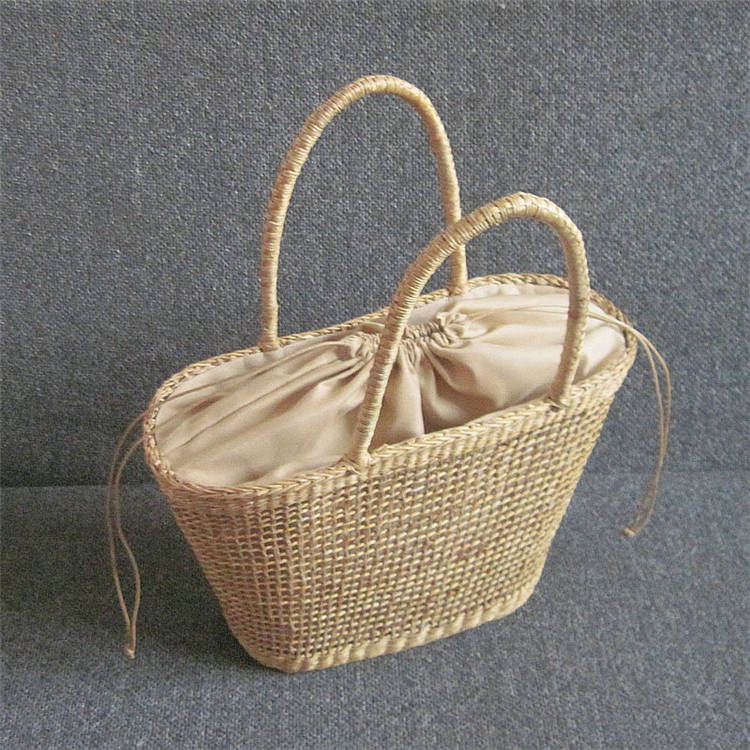 Boho Bag, Woven Straw Bucket Bag, Rattan Bag, Lily Brown