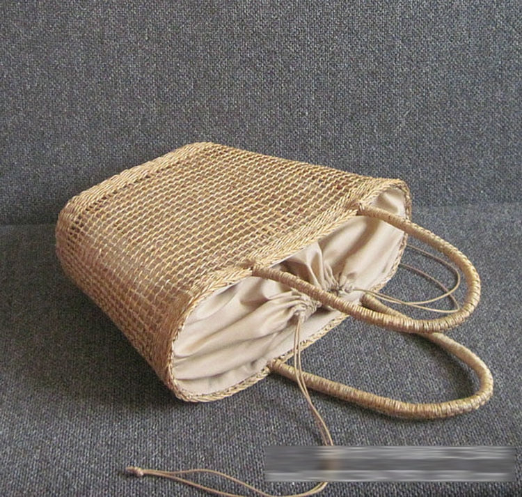 Boho Bag, Woven Straw Bucket Bag, Rattan Bag, Lily Brown