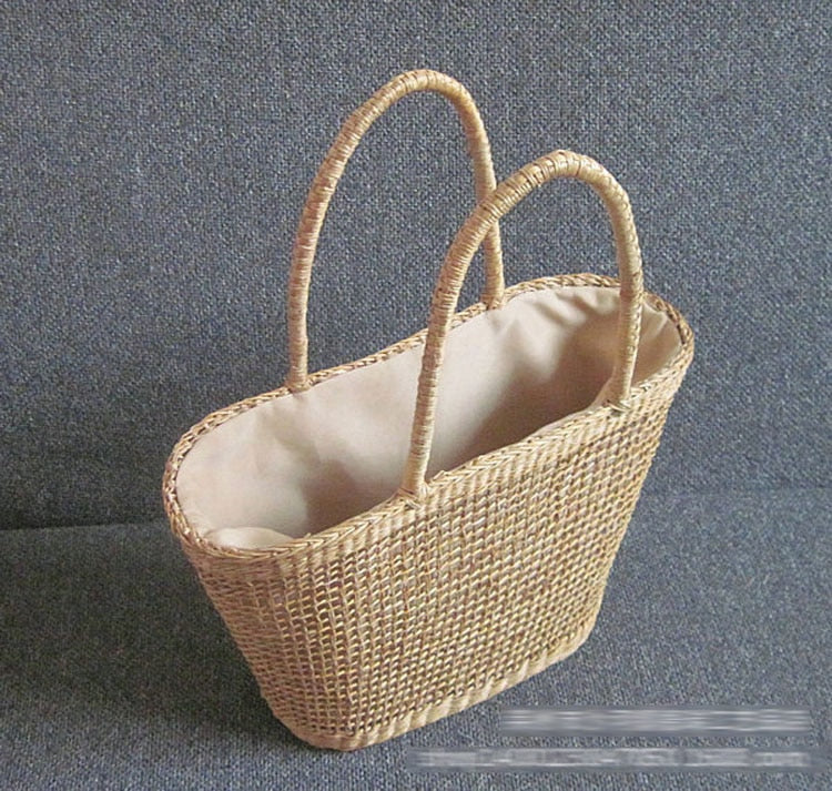 Boho Bag, Woven Straw Bucket Bag, Rattan Bag, Lily Brown