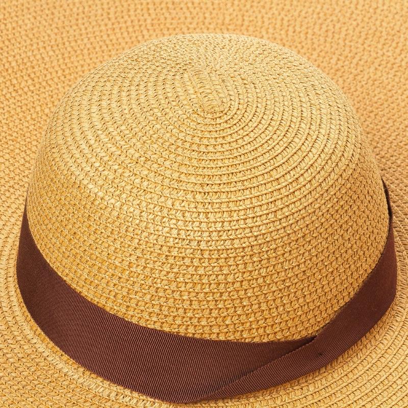 Boho Hat, Sun Beach Hat, Extra Large Wide Brim Straw Hat, Ribbon, 3 colors (Soft, 30 cm)