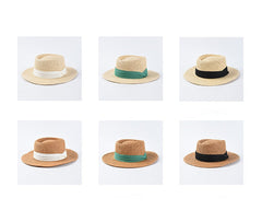 Boho Hat, Sun Hat, Beach Hat, Straw Hat, Bucket Hat, White, Green and 6 colors Ribbon