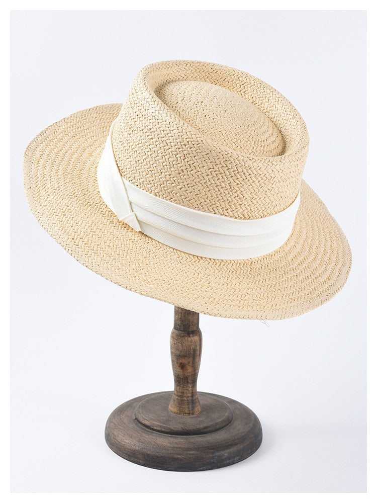 Boho Hat, Sun Hat, Beach Hat, Straw Hat, Bucket Hat, White, Green and 6 colors Ribbon