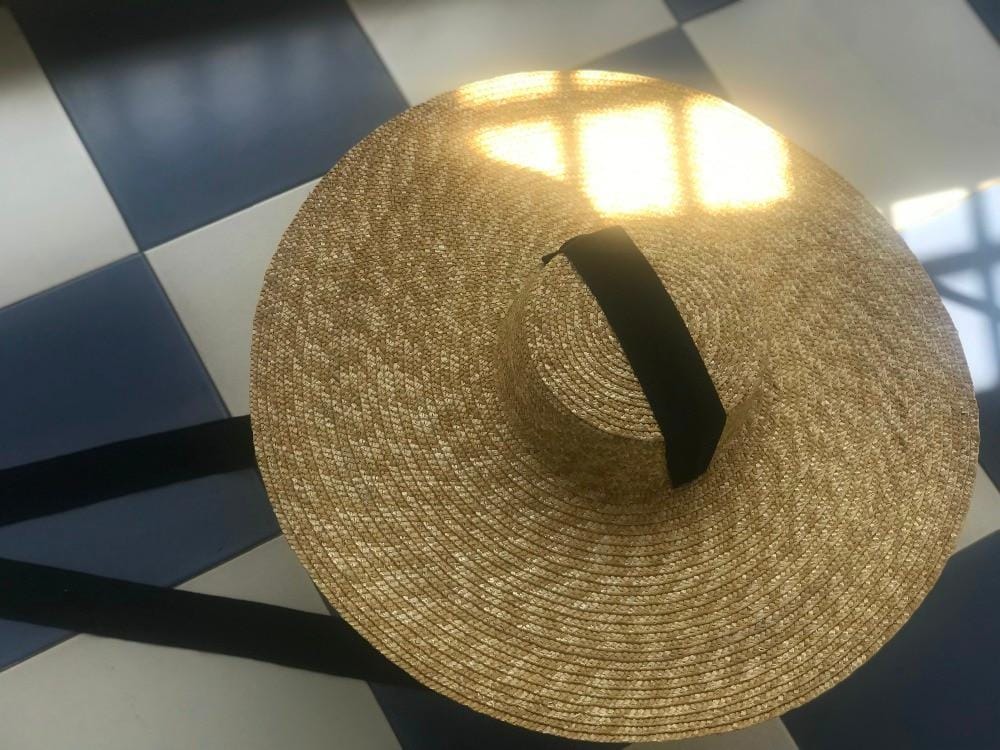 Boho Hat, Sun Hat, Beach Hat, Wide Brim Straw Hat 18 cm, Ribbon