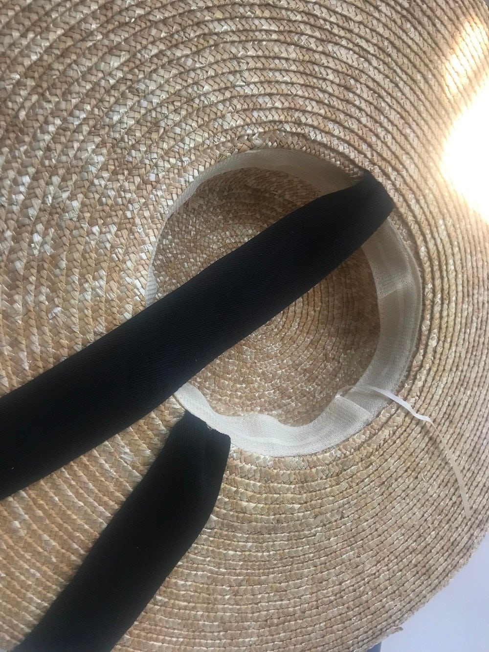 Boho Hat, Sun Hat, Beach Hat, Wide Brim Straw Hat 18 cm, Ribbon