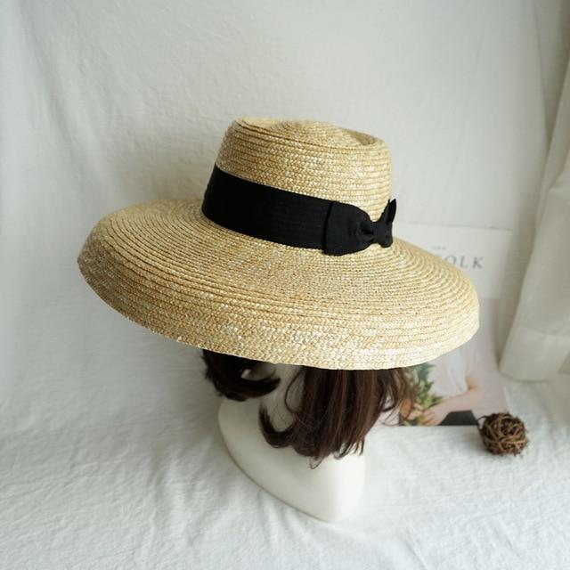 Boho Hat, Straw Hat, Floppy Vintage Hat, Linda White BLack Bow