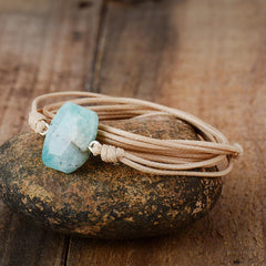 Boho Bracelet, Rope Wrap Bracelet, Blue Amazonite
