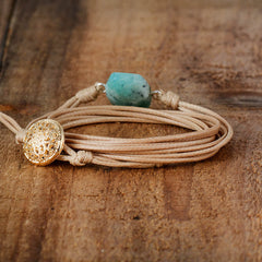 Boho Bracelet, Rope Wrap Bracelet, Blue Amazonite