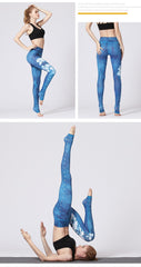 Yoga Legging, Yoga Pants, Boho Legging, Printed Tight, Blue White Lotus
