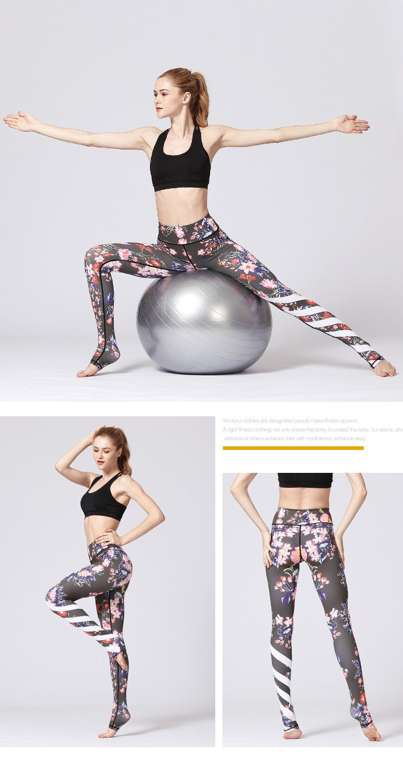 Yoga Legging, Yoga Pants, Boho Legging, Printed Tight, Wild Flower in Black Garden