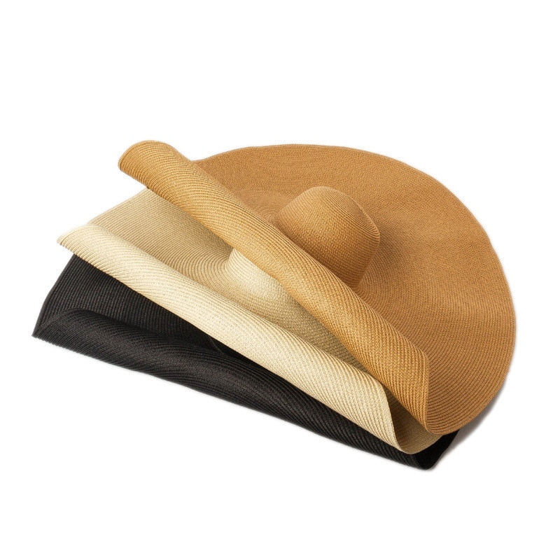 Boho Hat, Sun Hat, Beach Hat, Extra Large Wide Brim, Straw Hat, Beige, White, Black and more 20 colors,  (Soft, 26 cm)