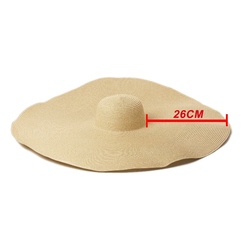 Boho Hat, Sun Hat, Beach Hat, Extra Large Wide Brim, Straw Hat, Beige, White, Black and more 20 colors,  (Soft, 26 cm)