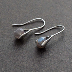 Boho Earrings, Dangle Earrings, Black Labradorite