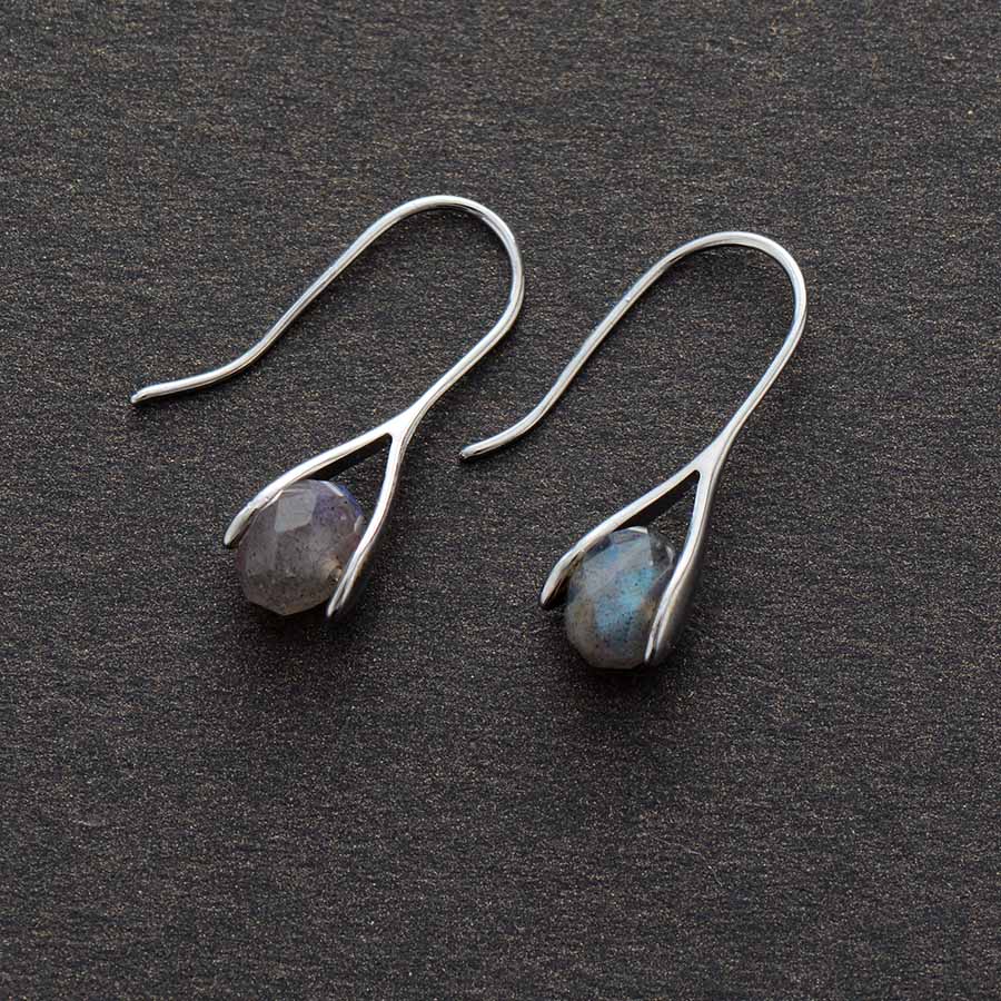 Boho Earrings, Dangle Earrings, Black Labradorite