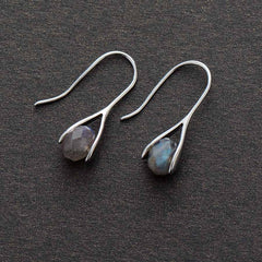 Boho Earrings, Dangle Earrings, Black Labradorite