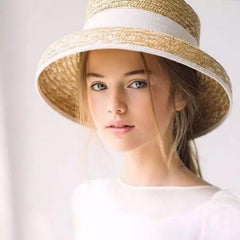 Boho Hat, Sun Beach Hat, Vintage Straw Hat, Lolita White