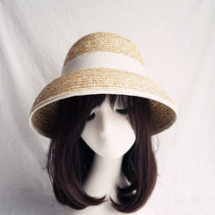 Boho Hat, Sun Beach Hat, Vintage Straw Hat, Lolita White