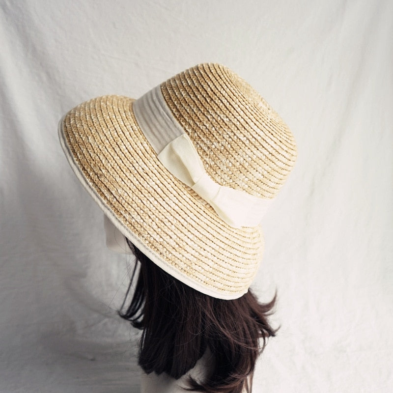 Boho Hat, Sun Beach Hat, Vintage Straw Hat, Lolita White