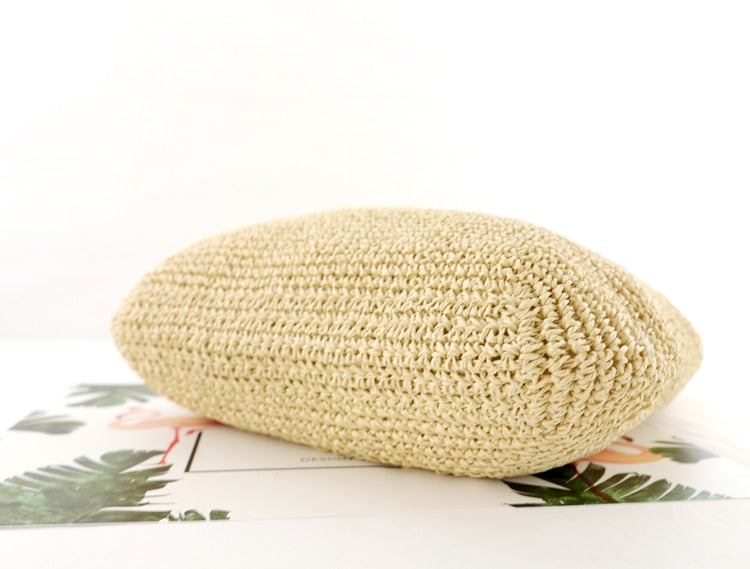 Boho Bag, Woven Straw Rope Bag, Brown Hobo