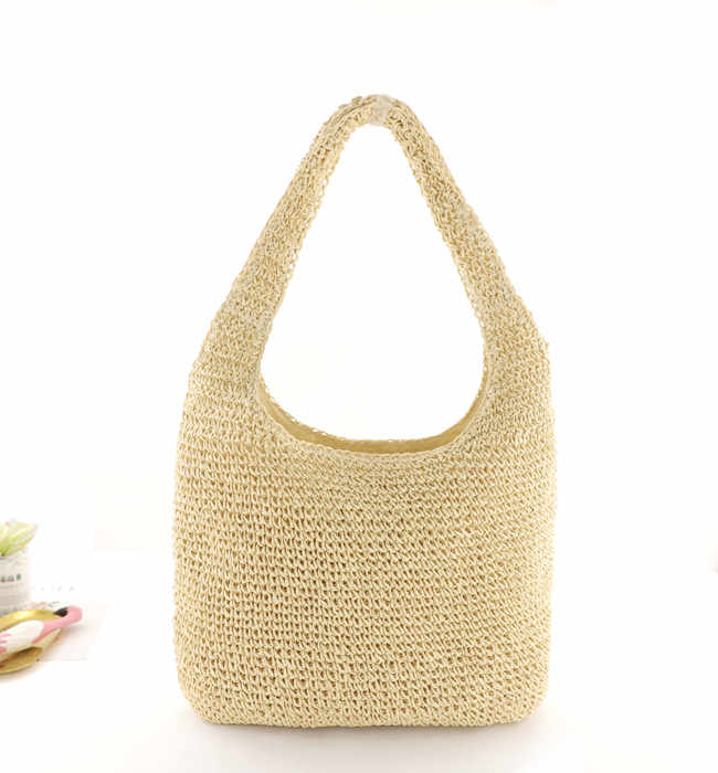 Boho Bag, Woven Straw Rope Bag, Brown Hobo