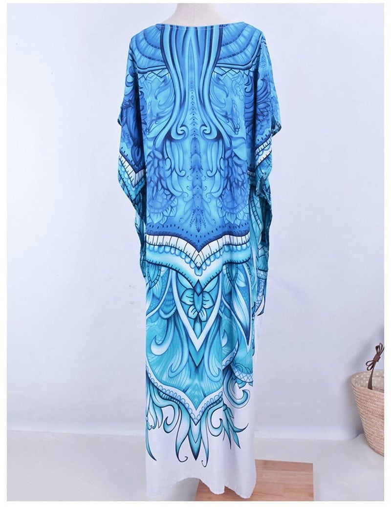 Maxi  Boho Dress, Beach Dress, Kaftan, Mandala Blue