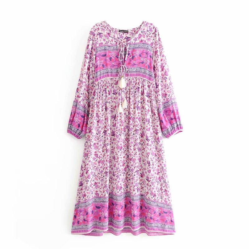 Gown Dress, Boho Maxi Dress, Loose Dress, Vintage in Pink