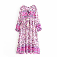 Gown Dress, Boho Maxi Dress, Loose Dress, Vintage in Pink