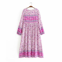 Gown Dress, Boho Maxi Dress, Loose Dress, Vintage in Pink