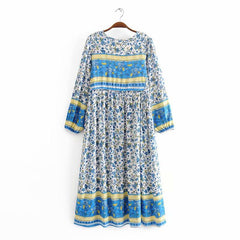 Gown Dress, Boho Maxi Dress, Loose Dress, Vintage in Blue