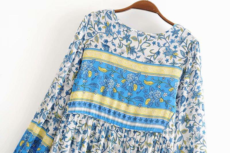 Gown Dress, Boho Maxi Dress, Loose Dress, Vintage in Blue