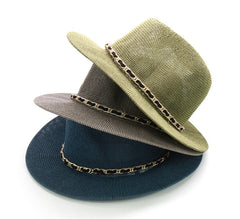Boho Hat, Grass Fedora Hat, Stella Black Chian