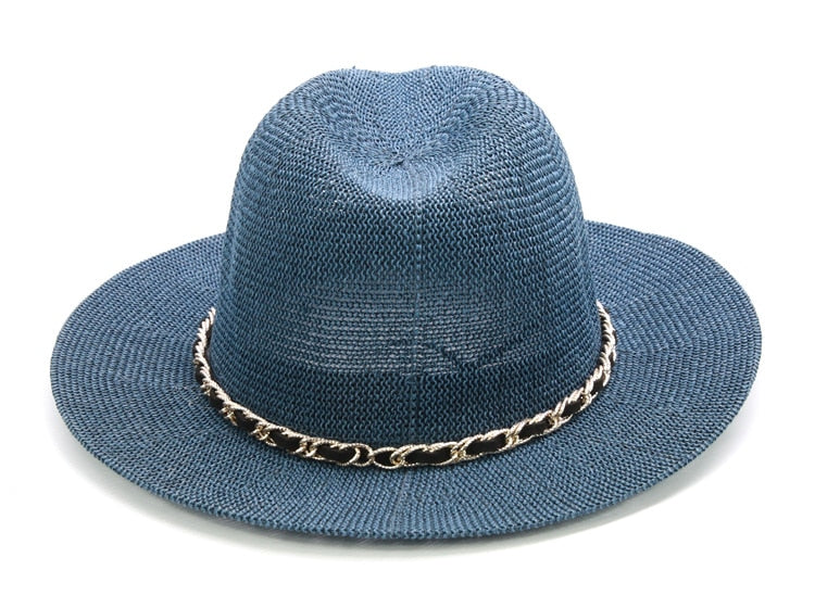 Boho Hat, Grass Fedora Hat, Stella Black Chian