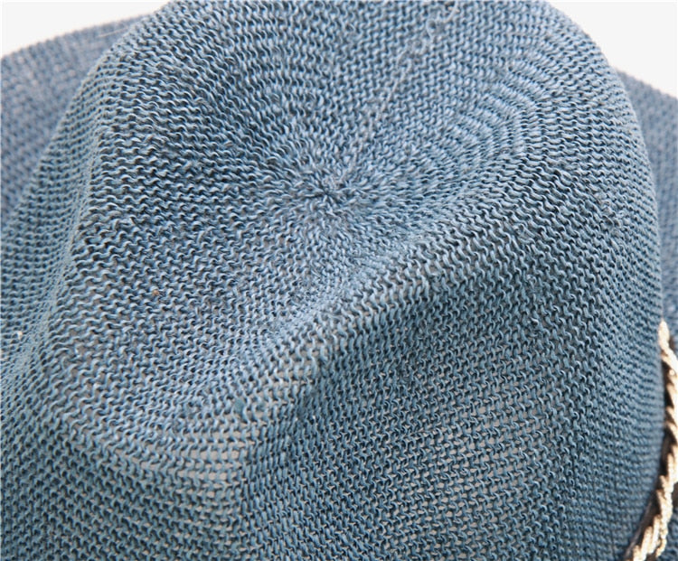 Boho Hat, Grass Fedora Hat, Stella Black Chian