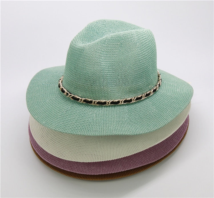 Boho Hat, Grass Fedora Hat, Stella Black Chian