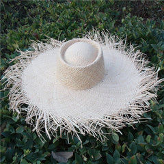 Boho Hat, Sun Hat, Beach Hat, Wide Brim Hat, Straw Hat, White Vanilla