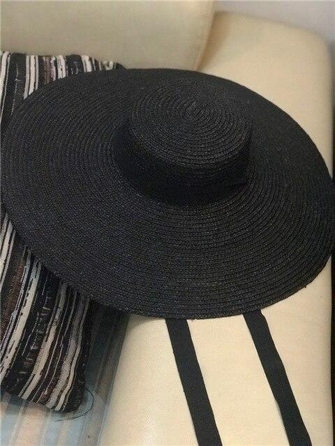 Boho Hat, Sun Hat, Beach Hat, Wide Brim Straw Hat 10-18 cm, Ribbon in Black
