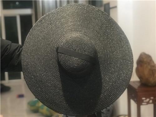 Boho Hat, Sun Hat, Beach Hat, Wide Brim Straw Hat 10-18 cm, Ribbon in Black