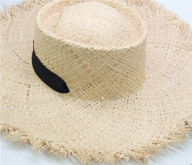 Boho Hat, Sun Hat, Beach Hat, Wide Brim Hat, Straw Hat, Sofia Black Ribbon