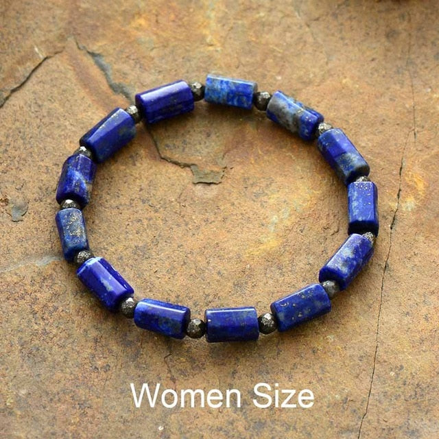 Boho Bracelet, Stretchy Bracelet, Blue Lapis and Purple Amethyst