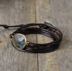 Boho Bracelet, Wrap Rope Bracelet Labradorite