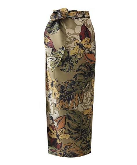 Boho Skirt, Hippie Skirts, Maxi Wrap Skirt, Green Tropical