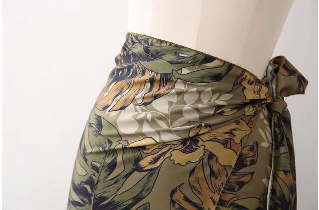 Boho Skirt, Hippie Skirts, Maxi Wrap Skirt, Green Tropical