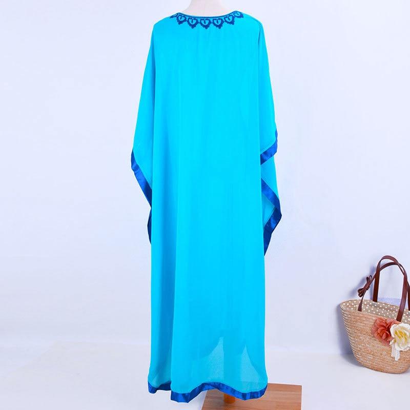 Maxi Boho Dress, Beach Dress, Embroidered Dress, Poppy in Blue and White
