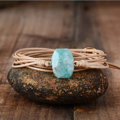 Boho Bracelet, Rope Wrap Bracelet, Blue Amazonite