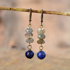 Boho Earrings, Dangle Earrings, Blue Amazonite