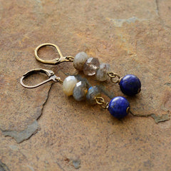 Boho Earrings, Dangle Earrings, Blue Amazonite
