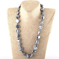 Boho Necklace, RH Big Pearl Shell White Pink Necklaces